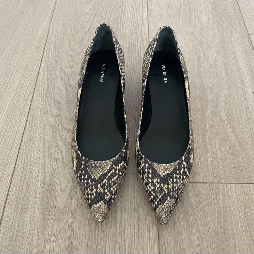 Via Spiga / Block Heel Pump in Snakeskin